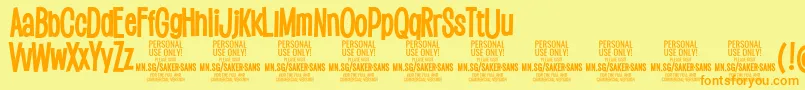 Шрифт SakersansboldPersonalUse – оранжевые шрифты на жёлтом фоне