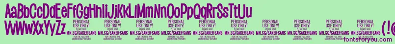 SakersansboldPersonalUse Font – Purple Fonts on Green Background