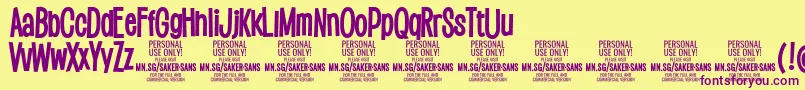 SakersansboldPersonalUse Font – Purple Fonts on Yellow Background