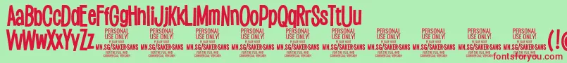 SakersansboldPersonalUse Font – Red Fonts on Green Background