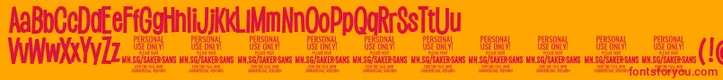 SakersansboldPersonalUse Font – Red Fonts on Orange Background