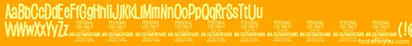 SakersansboldPersonalUse-Schriftart – Gelbe Schriften auf orangefarbenem Hintergrund