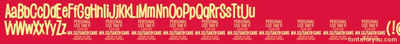 Fonte SakersansboldPersonalUse – fontes amarelas em um fundo vermelho