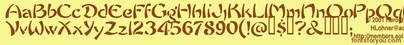 ChowFun-Schriftart – Braune Schriften auf gelbem Hintergrund