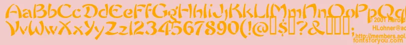 フォントChowFun – オレンジの文字がピンクの背景にあります。