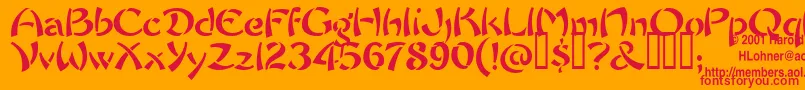 フォントChowFun – オレンジの背景に赤い文字