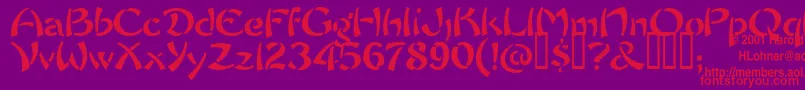 フォントChowFun – 紫の背景に赤い文字