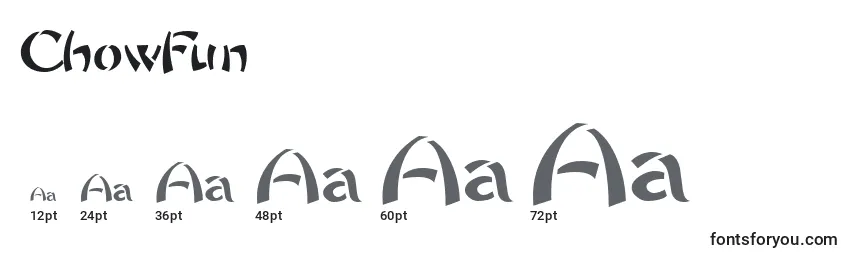 Размеры шрифта ChowFun