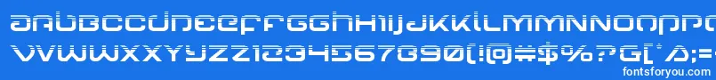 Gunrunnerhalf-Schriftart – Weiße Schriften auf blauem Hintergrund