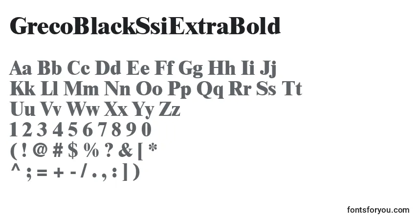 Шрифт GrecoBlackSsiExtraBold – алфавит, цифры, специальные символы