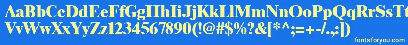 Fonte GrecoBlackSsiExtraBold – fontes amarelas em um fundo azul