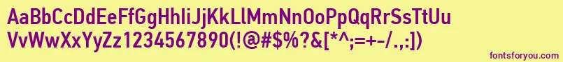PfdintextcondproMedium Font – Purple Fonts on Yellow Background
