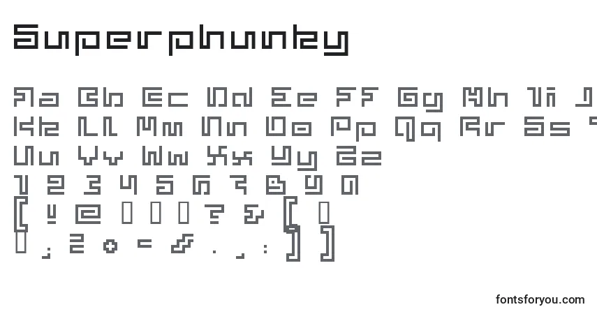 Schriftart Superphunky – Alphabet, Zahlen, spezielle Symbole
