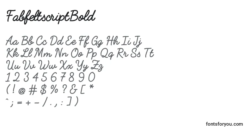 Schriftart FabfeltscriptBold – Alphabet, Zahlen, spezielle Symbole