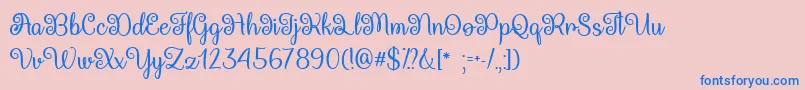 フォントQueenXylophiaTtf – ピンクの背景に青い文字
