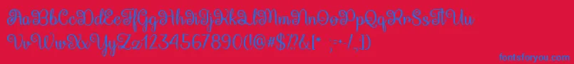 QueenXylophiaTtf Font – Blue Fonts on Red Background