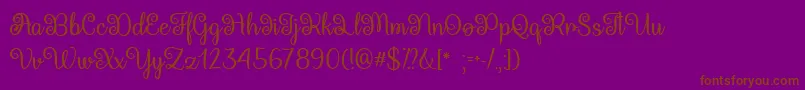 QueenXylophiaTtf-Schriftart – Braune Schriften auf violettem Hintergrund