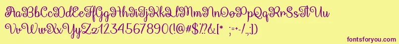 QueenXylophiaTtf Font – Purple Fonts on Yellow Background