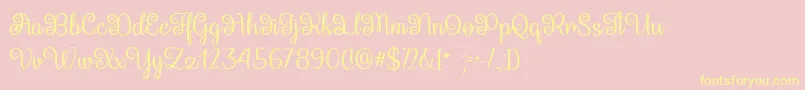 QueenXylophiaTtf-Schriftart – Gelbe Schriften auf rosa Hintergrund