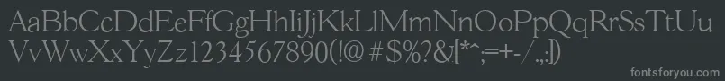 Fonte GascogneserialXlightRegular – fontes cinzas em um fundo preto