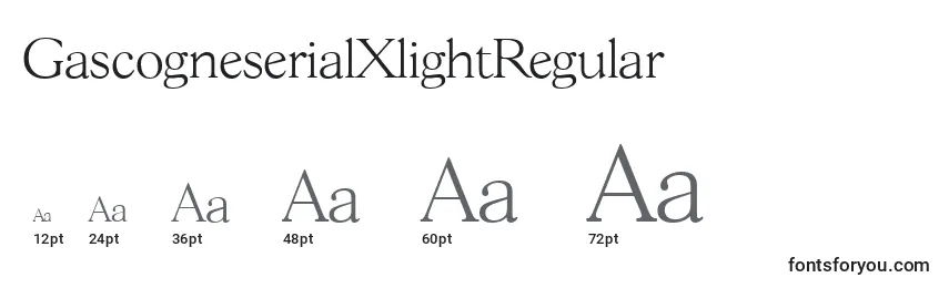 Размеры шрифта GascogneserialXlightRegular