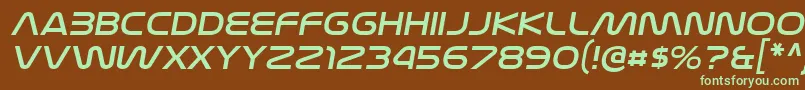 フォントNasalizationexItalic – 緑色の文字が茶色の背景にあります。