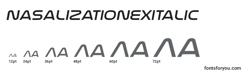 Размеры шрифта NasalizationexItalic