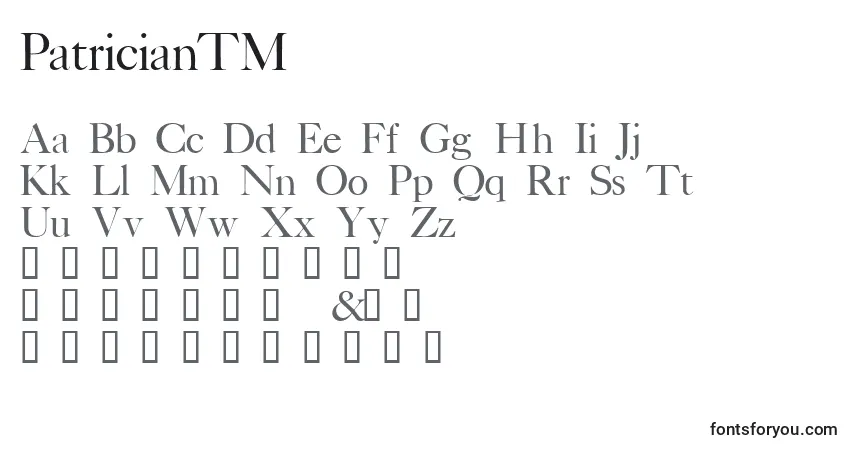 Шрифт PatricianTM – алфавит, цифры, специальные символы
