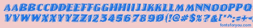 LinolettercutraggedItalic-Schriftart – Blaue Schriften auf rosa Hintergrund