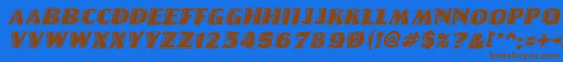 LinolettercutraggedItalic Font – Brown Fonts on Blue Background
