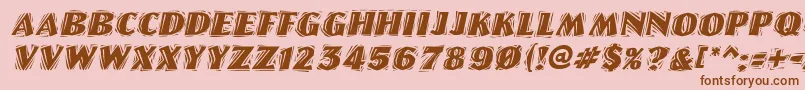 LinolettercutraggedItalic-Schriftart – Braune Schriften auf rosa Hintergrund
