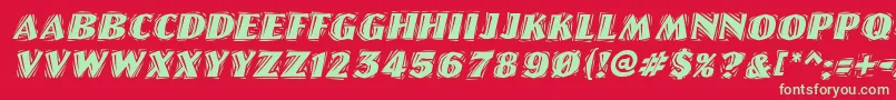 LinolettercutraggedItalic Font – Green Fonts on Red Background