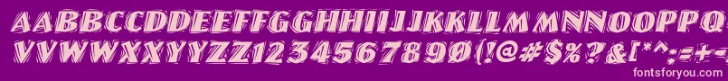 LinolettercutraggedItalic-Schriftart – Rosa Schriften auf violettem Hintergrund