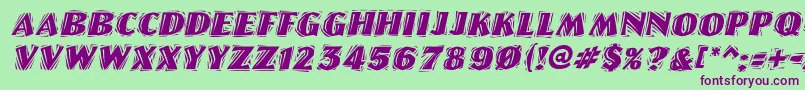 LinolettercutraggedItalic Font – Purple Fonts on Green Background