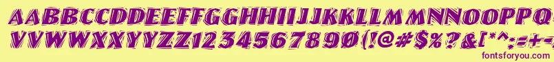LinolettercutraggedItalic Font – Purple Fonts on Yellow Background