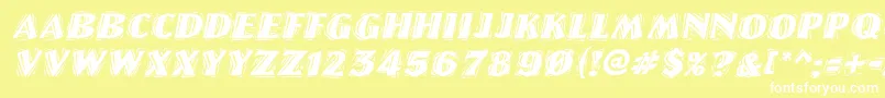 LinolettercutraggedItalic Font – White Fonts on Yellow Background