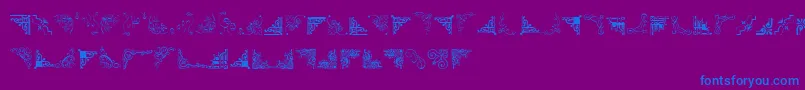 CornpopThree-Schriftart – Blaue Schriften auf violettem Hintergrund