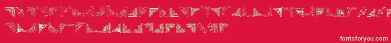 フォントCornpopThree – 赤い背景に緑の文字