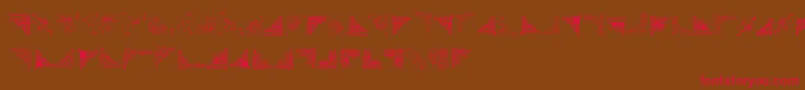 フォントCornpopThree – 赤い文字が茶色の背景にあります。