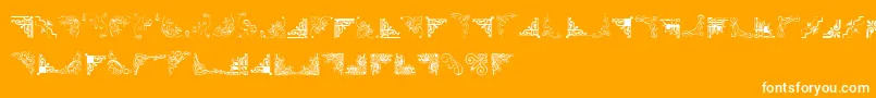 CornpopThree-Schriftart – Weiße Schriften auf orangefarbenem Hintergrund