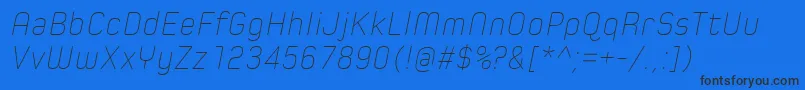 SpoonUltraLightItalic Font – Black Fonts on Blue Background