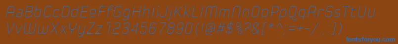 SpoonUltraLightItalic-fontti – siniset fontit ruskealla taustalla