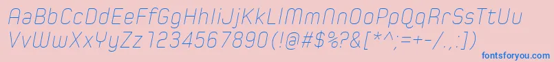 SpoonUltraLightItalic Font – Blue Fonts on Pink Background