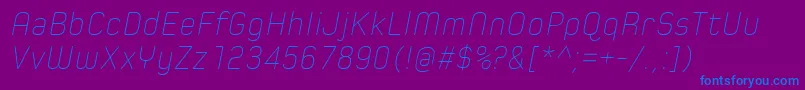 フォントSpoonUltraLightItalic – 紫色の背景に青い文字