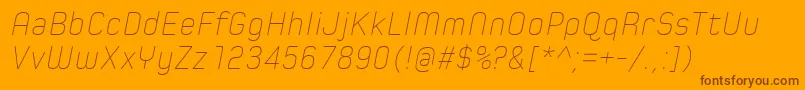 SpoonUltraLightItalic-Schriftart – Braune Schriften auf orangefarbenem Hintergrund