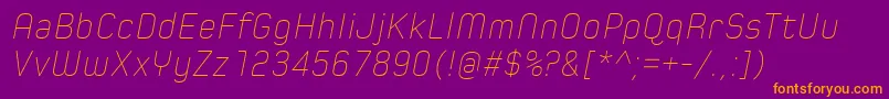 SpoonUltraLightItalic Font – Orange Fonts on Purple Background