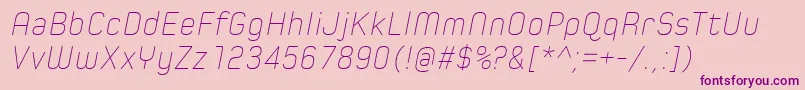 SpoonUltraLightItalic Font – Purple Fonts on Pink Background