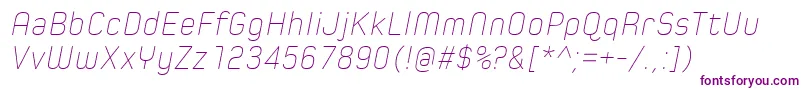 SpoonUltraLightItalic Font – Purple Fonts on White Background