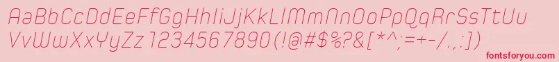 Fonte SpoonUltraLightItalic – fontes vermelhas em um fundo rosa