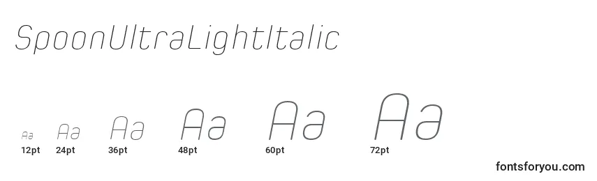 SpoonUltraLightItalic Font Sizes